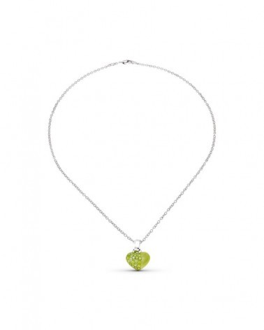 Gargantilla oro blanco 18k corazón circonitas