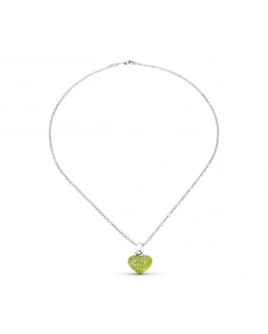 Gargantilla oro blanco 18k corazón circonitas