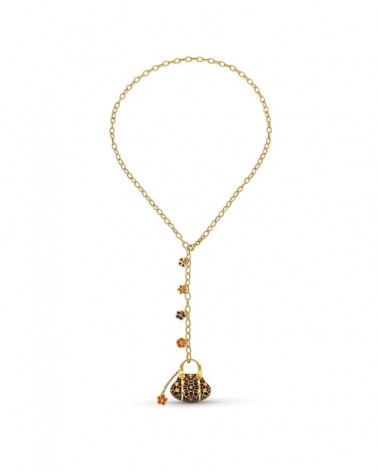 Gargantilla oro 18k amarillo colgante bolso esmalte