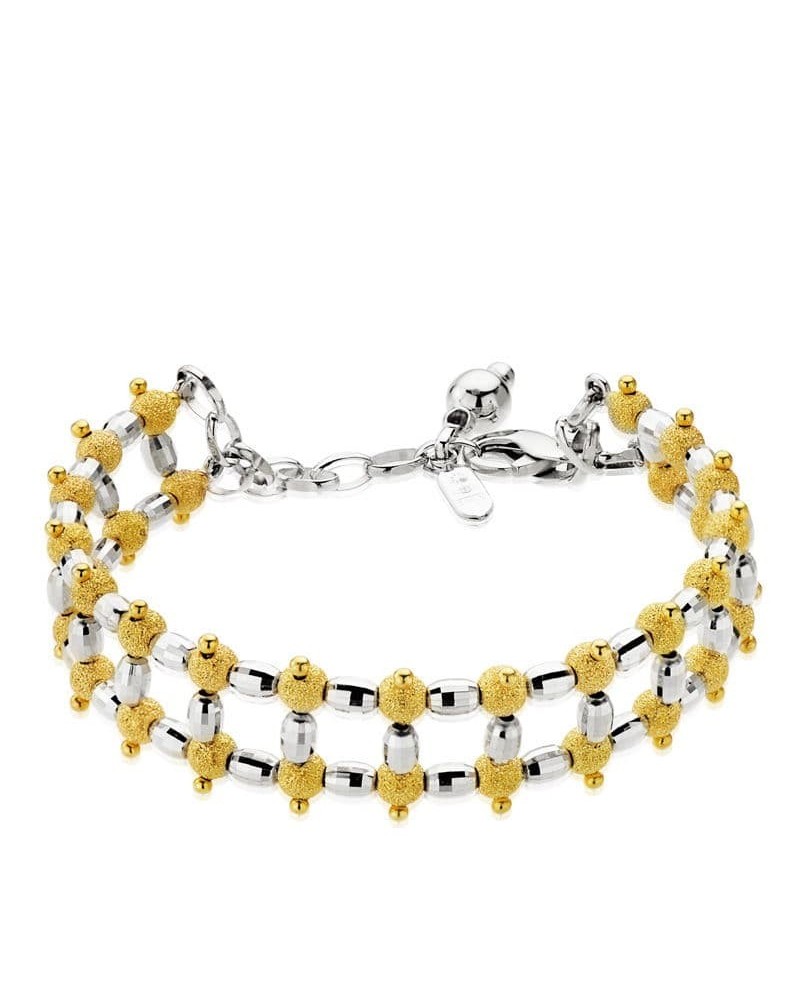 Pulsera oro 18k bicolor bolitas 20cm