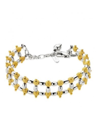 Pulsera oro 18k bicolor bolitas 20cm
