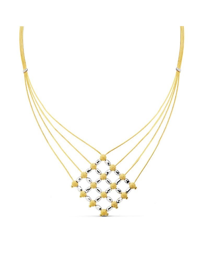 Gargantilla oro 18k bicolor diseño geométrico 44cm