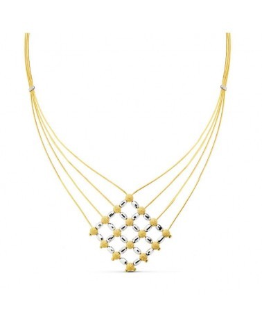 Gargantilla oro 18k bicolor diseño geométrico 44cm