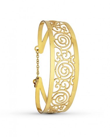 Pulsera rígida oro 18k calada motivos espirales