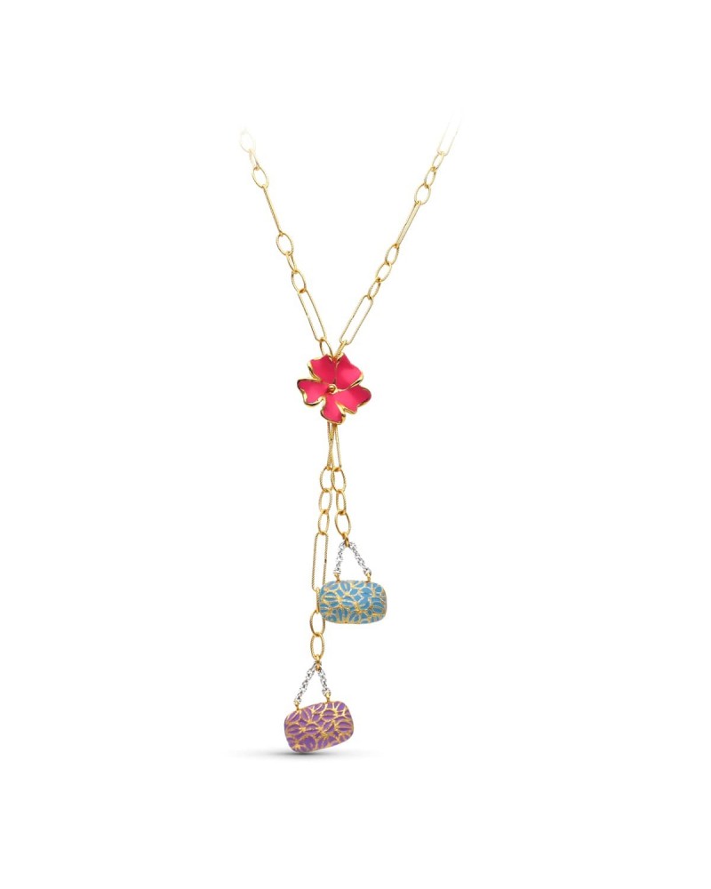 Gargantilla oro 18k motivos esmalte colores