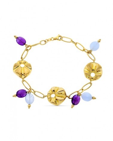 Pulsera oro 18k eslabones motivos decorativos 16mm