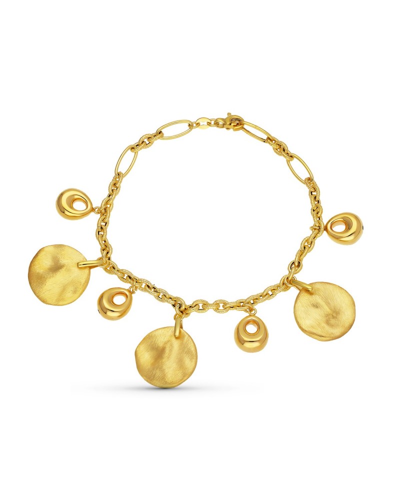 Pulsera oro 18k colgantes redondos peso aproximado 14,3g