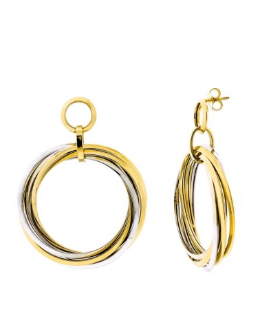 Aros oro 18k bicolor dos cuerpos entrelazados 46mm