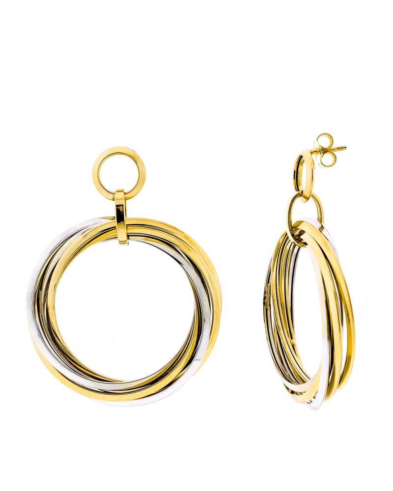 Aros oro 18k bicolor dos cuerpos entrelazados 46mm