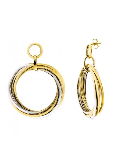 Aros oro 18k bicolor dos cuerpos entrelazados 46mm