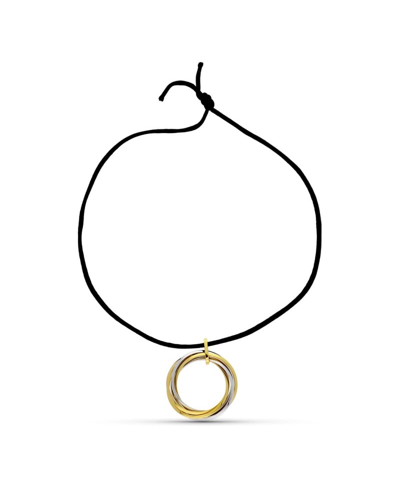 Colgante oro 18k bicolor aros entrelazados