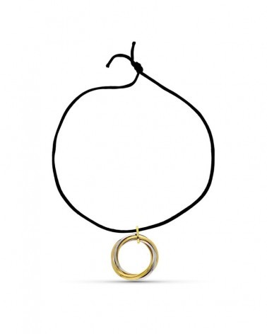 Colgante oro 18k bicolor aros entrelazados