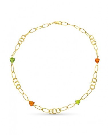 Gargantilla oro 18k eslabones piedras color peso 23,2g