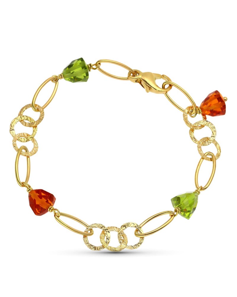 Pulsera oro 18k piedras color peso aproximado 10,9g