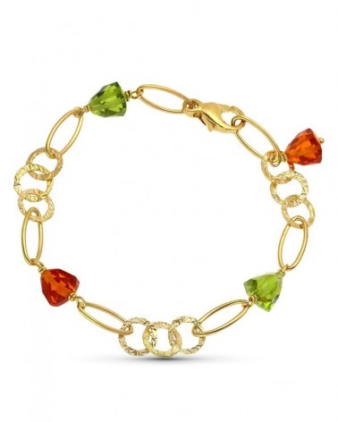 Pulsera oro 18k piedras color peso aproximado 10,9g