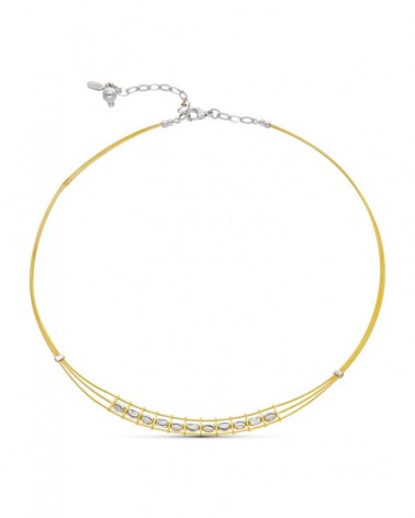 Gargantilla oro 18k bicolor hilos con peso 12,4g