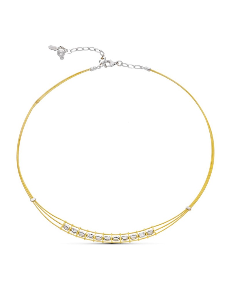 Gargantilla oro 18k bicolor hilos con peso 12,4g