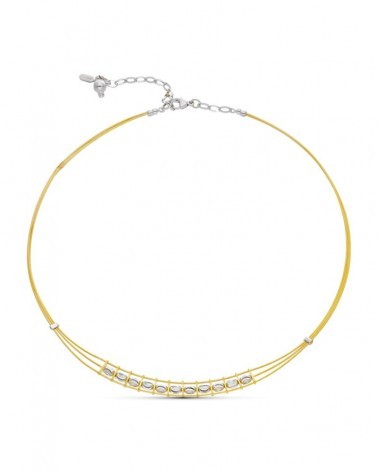Gargantilla oro 18k bicolor hilos con peso 12,4g