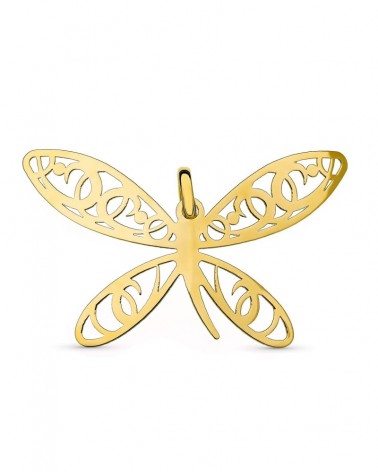 Colgante oro 18k libélula calada 21x51mm
