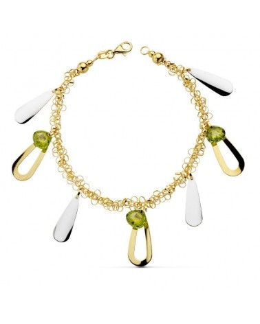 Pulsera oro 18k bicolor fetiches peso 10,6 gramos