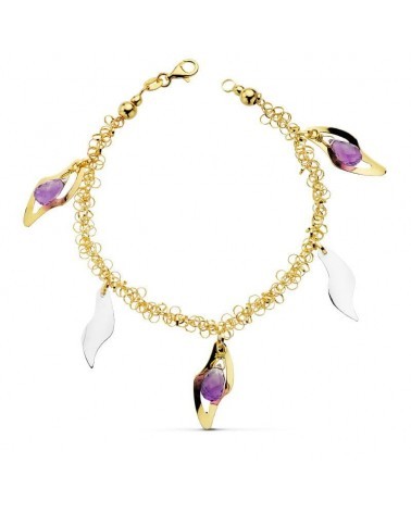Pulsera oro 18k bicolor fetiches 19cm