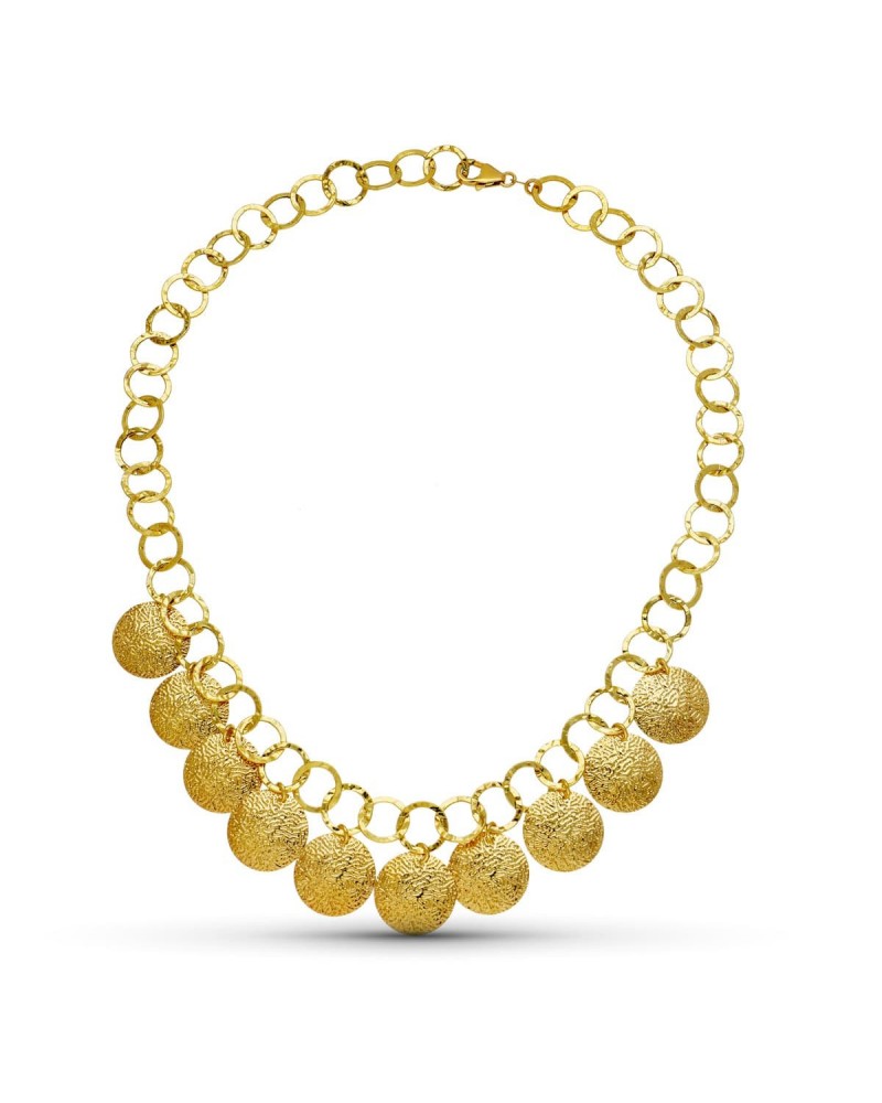 Gargantilla oro 18k amarillo fetiches redondos texturados