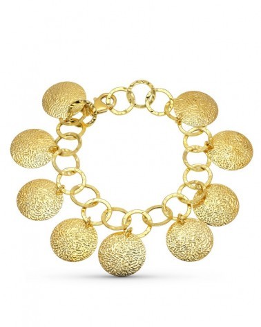 Pulsera oro 18k amarillo medallones texturizados