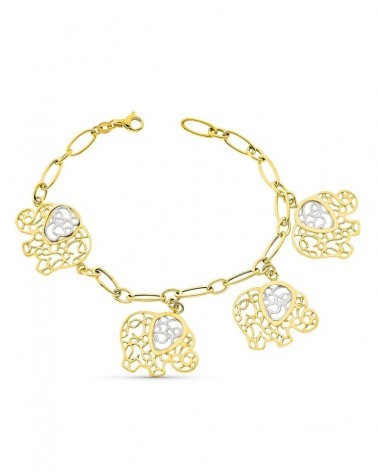 Pulsera oro 18k bicolor elefantes 18mm