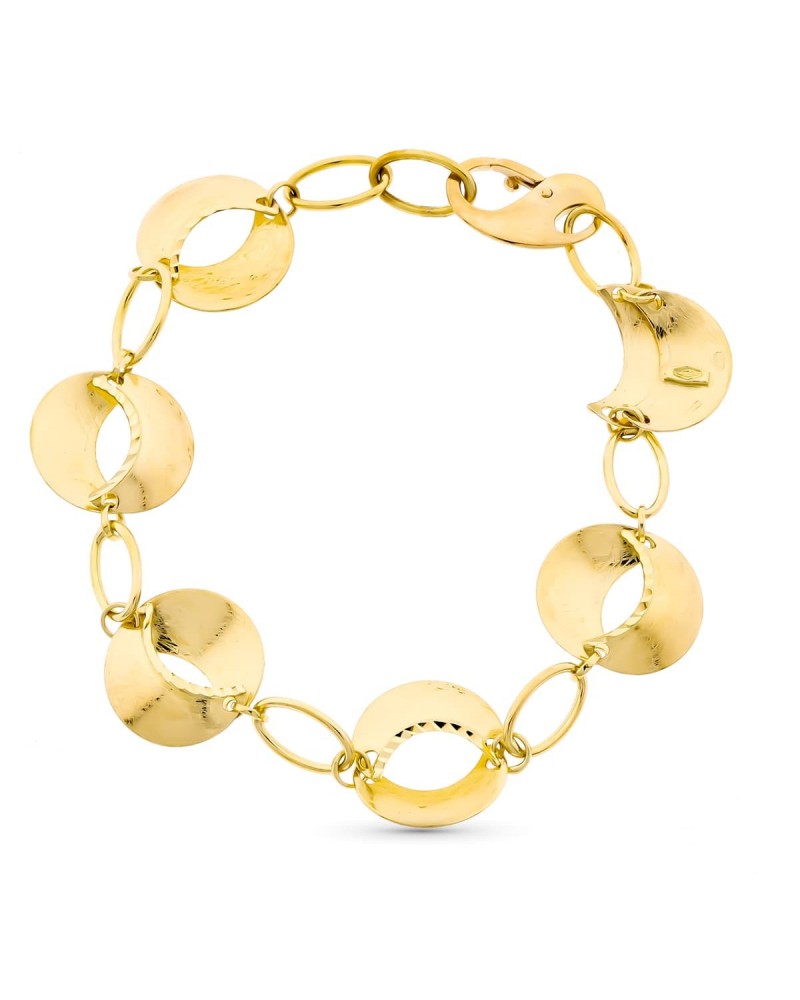 Pulsera oro 18k bicolor eslabones ovalados 10,9g