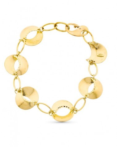 Pulsera oro 18k bicolor eslabones ovalados 10,9g