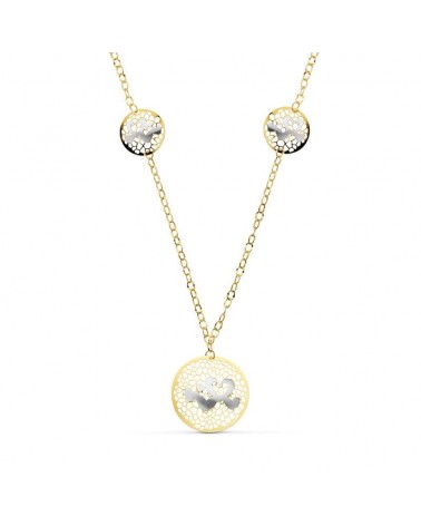 Gargantilla oro 18k bicolor corazones 45cm
