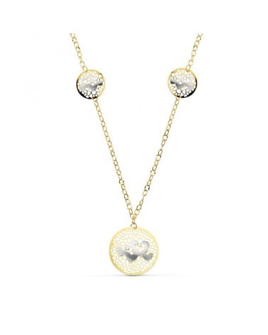 Gargantilla oro 18k bicolor corazones 45cm