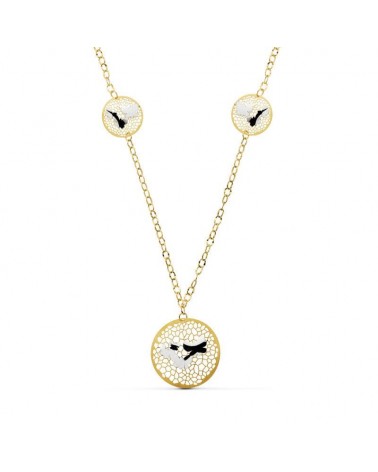 Collar oro 18k bicolor colgante mariposas 47cm