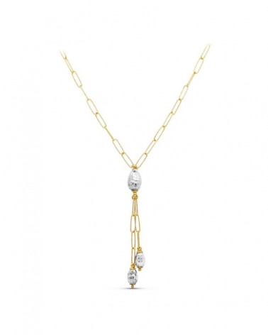 Gargantilla oro 18k bicolor eslabones con borlas