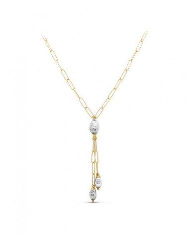 Gargantilla oro 18k bicolor eslabones con borlas