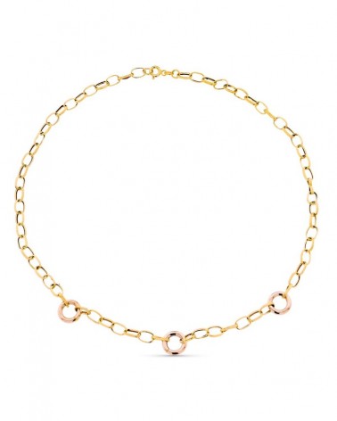 Gargantilla oro 18k bicolor eslabones 45cm