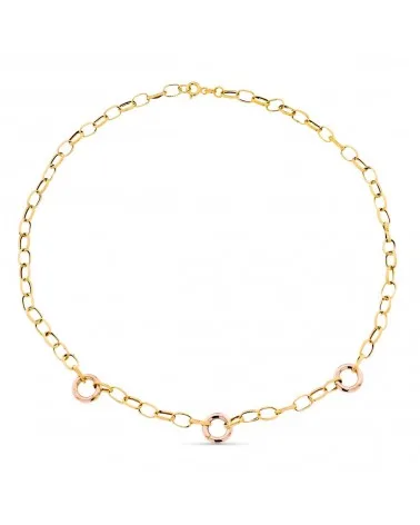 Gargantilla oro 18k bicolor eslabones 45cm