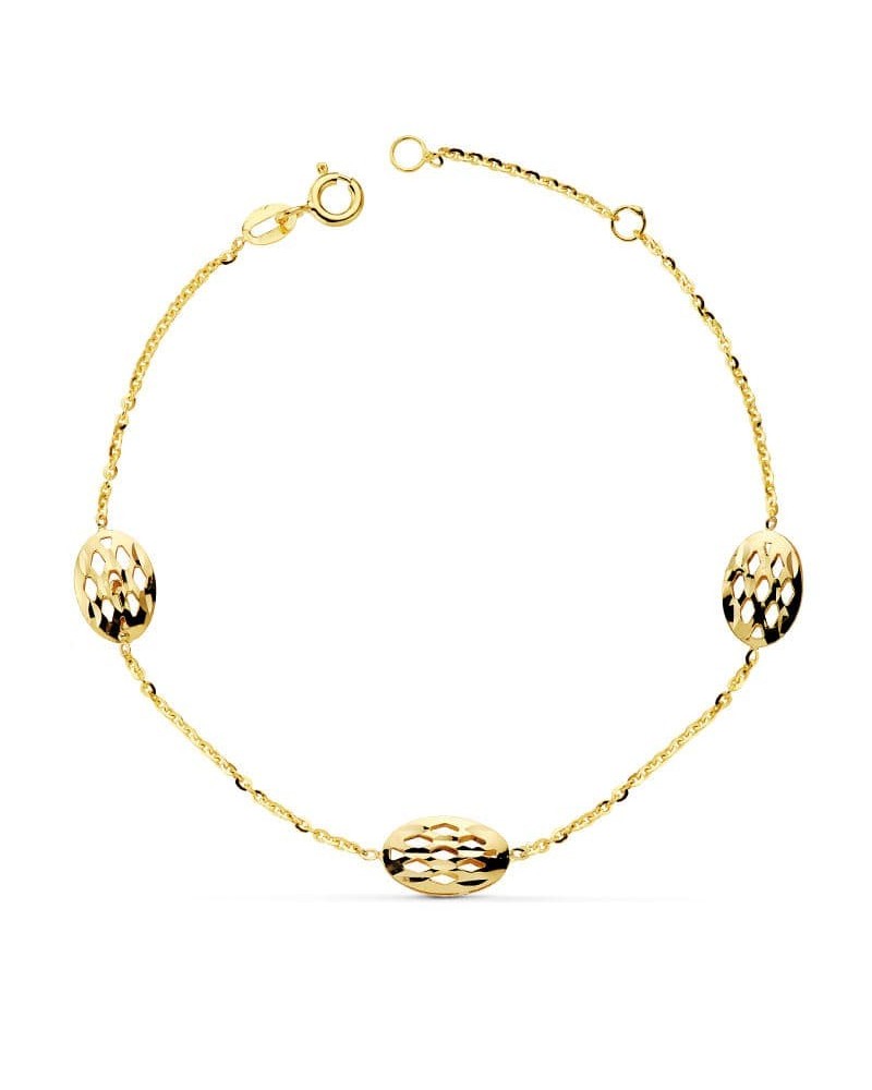 Pulsera oro 18k óvalos calados 19,5 cm