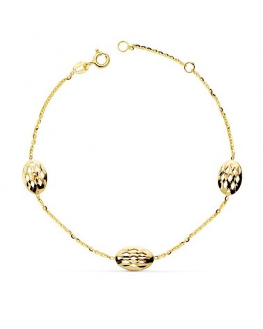 Pulsera oro 18k óvalos calados 19,5 cm
