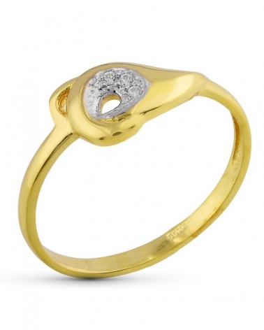 Sortija oro 18k bicolor circonitas motivo ovalado 7,5mm