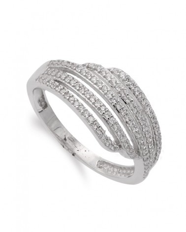 Sortija oro blanco 18k bandas circonitas 7mm