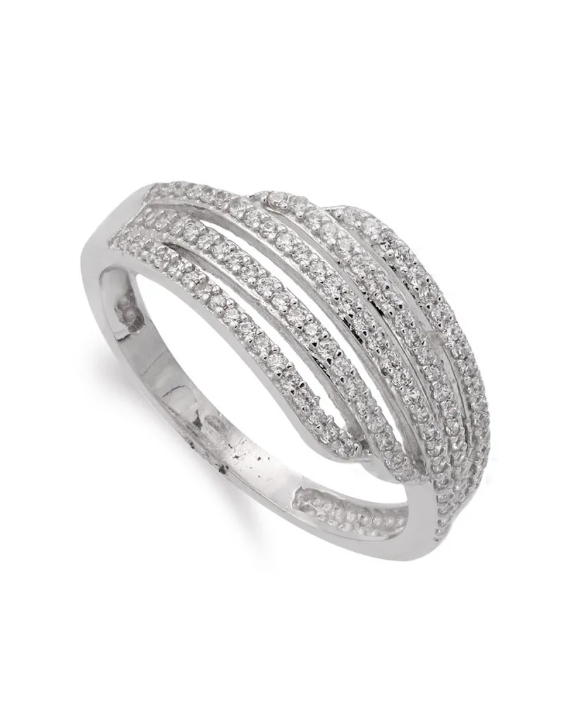Sortija oro blanco 18k bandas circonitas 7mm