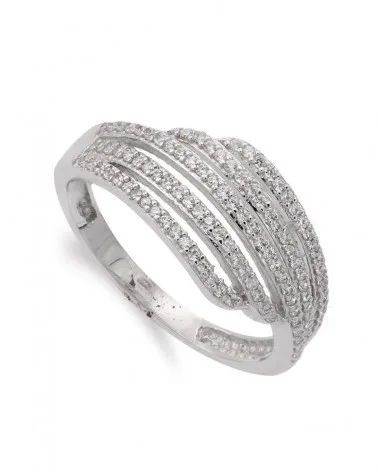 Sortija oro blanco 18k bandas circonitas 7mm