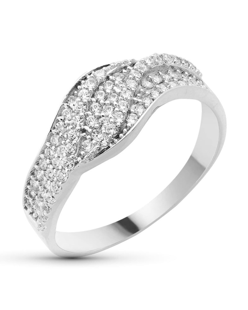 Sortija oro blanco 18k circonitas pavé 7,5mm
