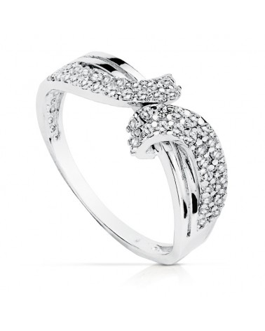 Sortija oro blanco 18k lazo circonitas 7mm