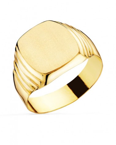 Sello oro 18k amarillo hueco caballero gallones 13x12mm