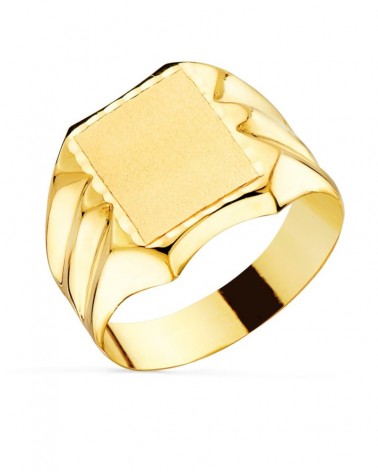 Sello oro 18k amarillo rectangular grabable 12x10mm