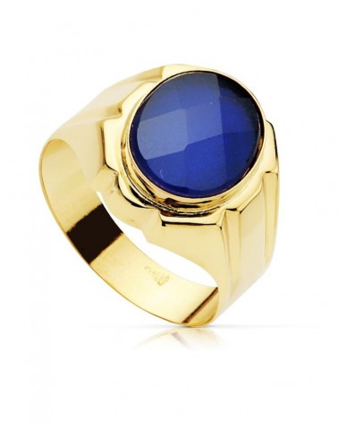 Sello oro 9k zafiro espinel azul 12,5x10mm