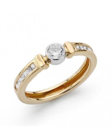 Sortija oro 18k bicolor circonitas peso aproximado 1,2g