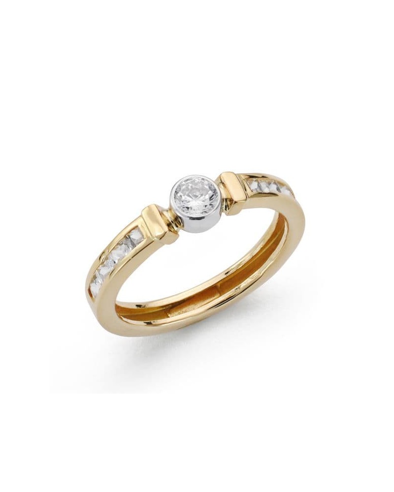 Sortija oro 18k bicolor circonitas peso aproximado 1,2g